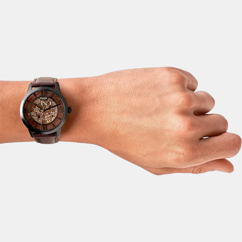 Fossil Townsman Men Automatic Dark Brown Dial Analog Leather Watch ME3098